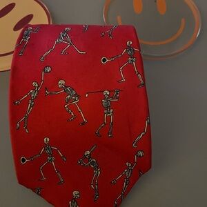 Vintage Anatomical Chart Co Skokie Illinois Red Skeleton Sports Tie